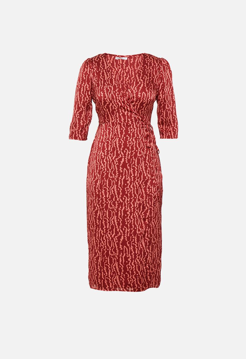 Glamorous - Petite 3/4 sleeve wrap midi - burgundy