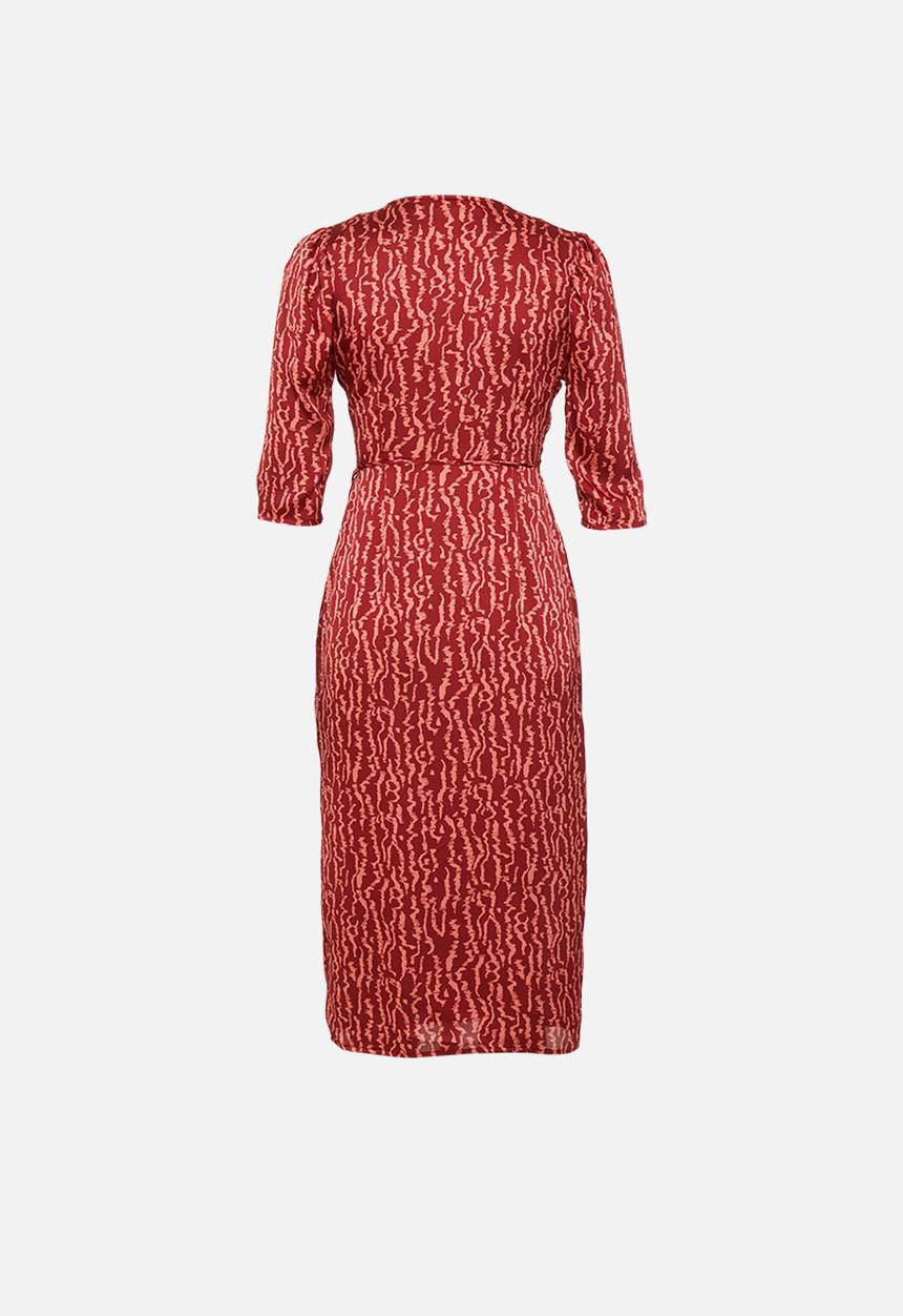 Glamorous - Petite 3/4 sleeve wrap midi - burgundy