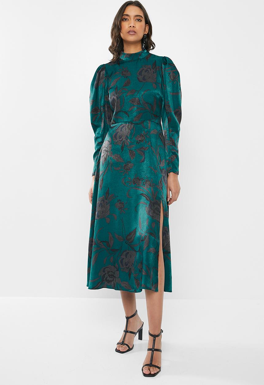 VELVET - Satin midi dress - teal