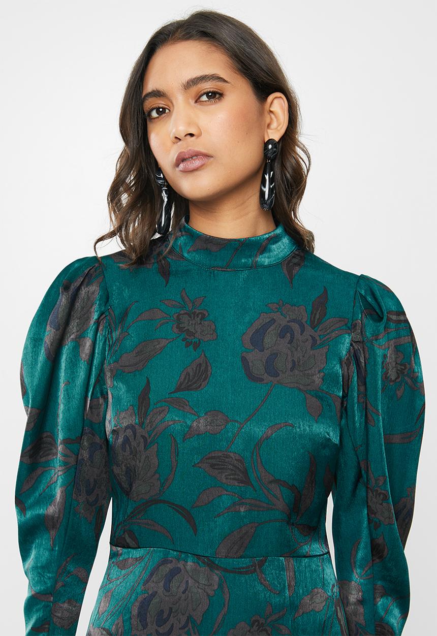VELVET - Satin midi dress - teal