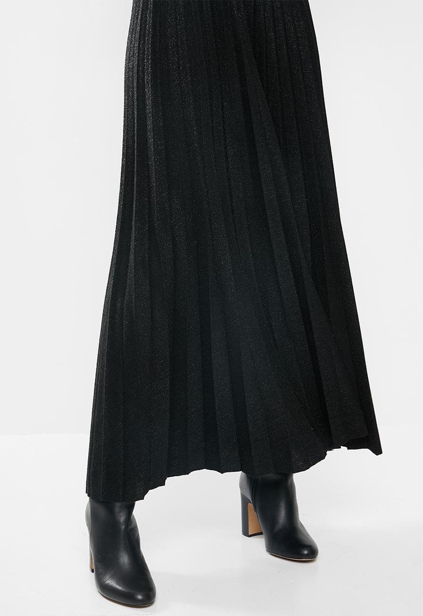 VELVET - Lurex maxi skirt - black
