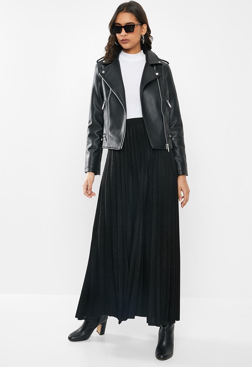 VELVET - Lurex maxi skirt - black