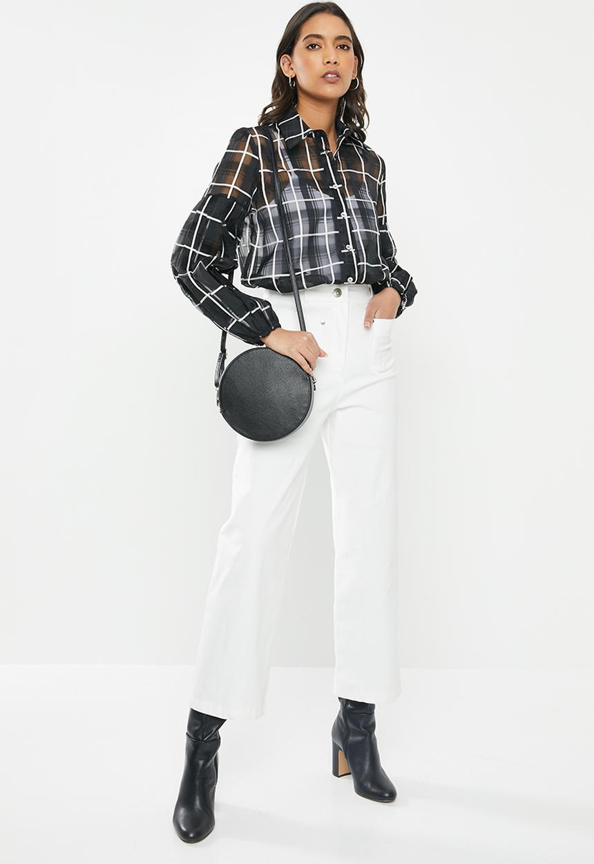 Me&B - Organza check origami shirt - black & white