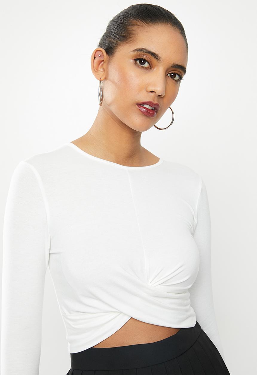 Blake - Wrap crop top - white