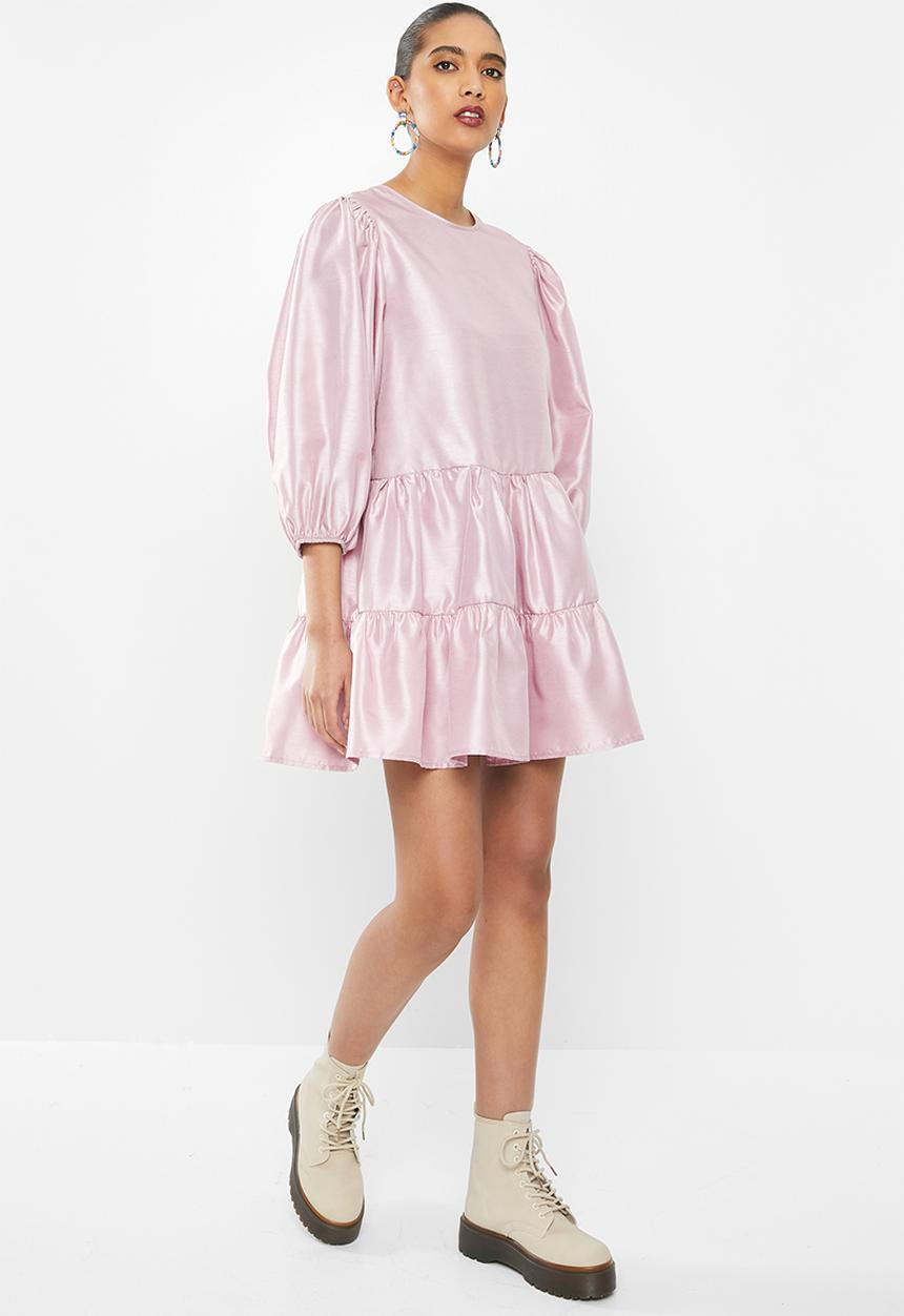 Blake - Thai silk tiered mini dress - pink