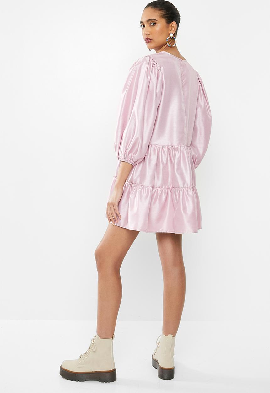 Blake - Thai silk tiered mini dress - pink