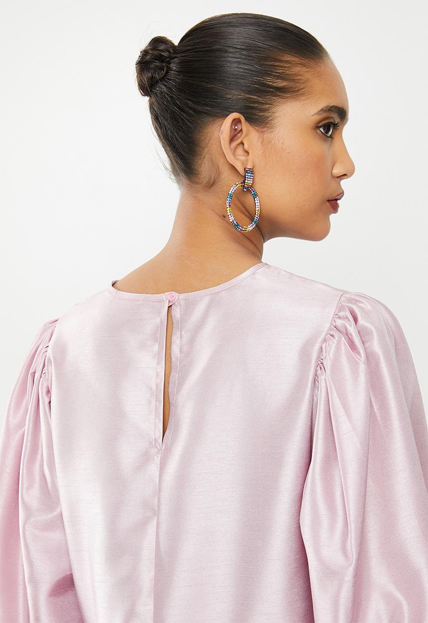 Blake - Thai silk tiered mini dress - pink