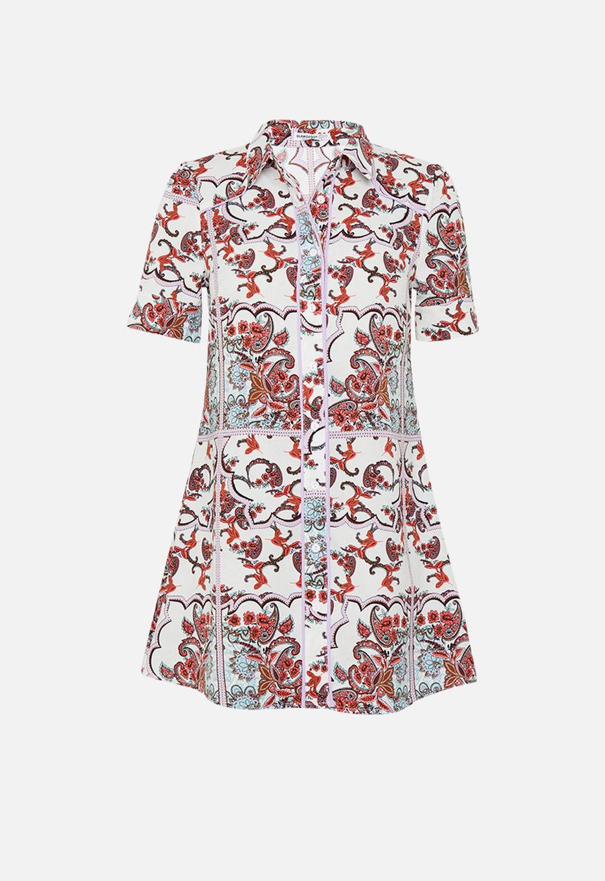 Glamorous - Petite puff sleeve paisley tunic - multi
