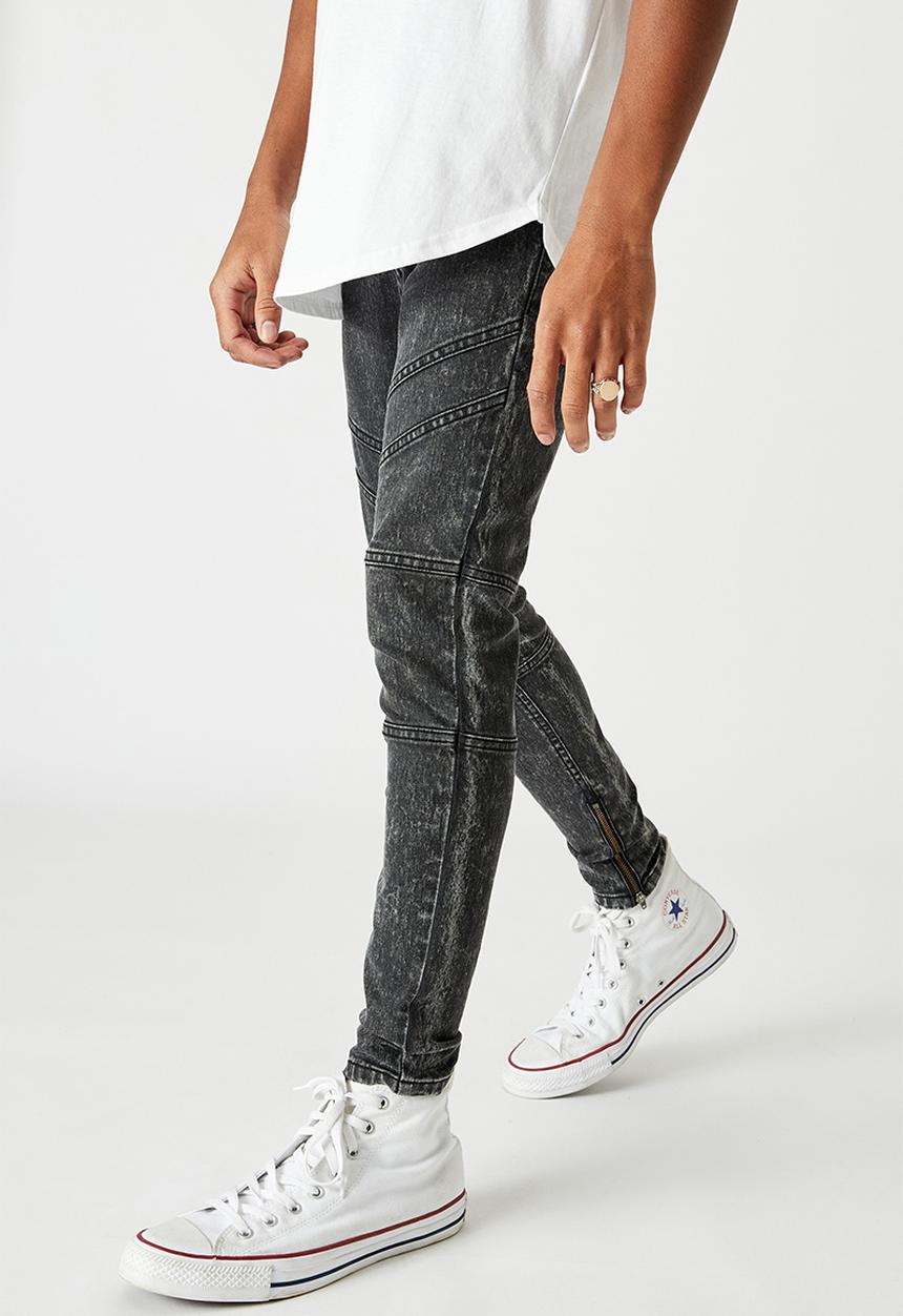 Factorie - Zip panel super skinny jean - black acid wash