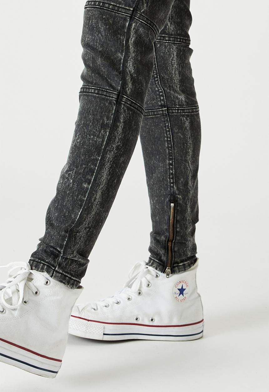 Factorie - Zip panel super skinny jean - black acid wash