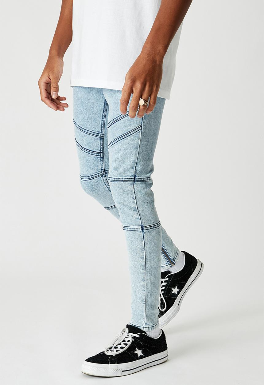Factorie - Zip panel super skinny jean - pale acid blue