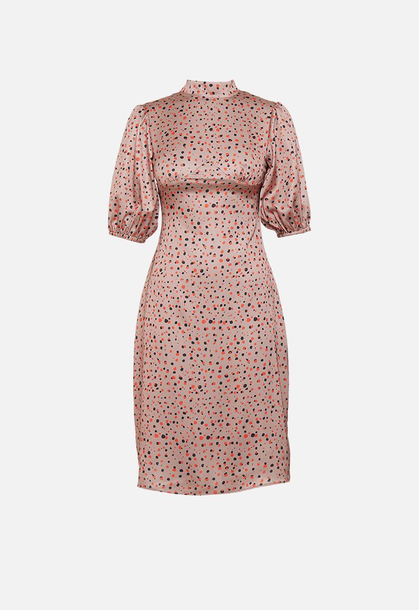 Glamorous - Petite rose spotted midi with puff sleeve - multi