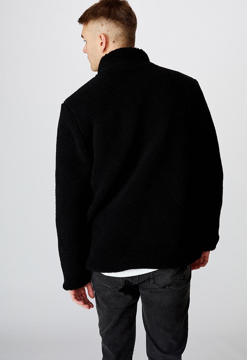 Factorie - Sherpa zip through jacket - black