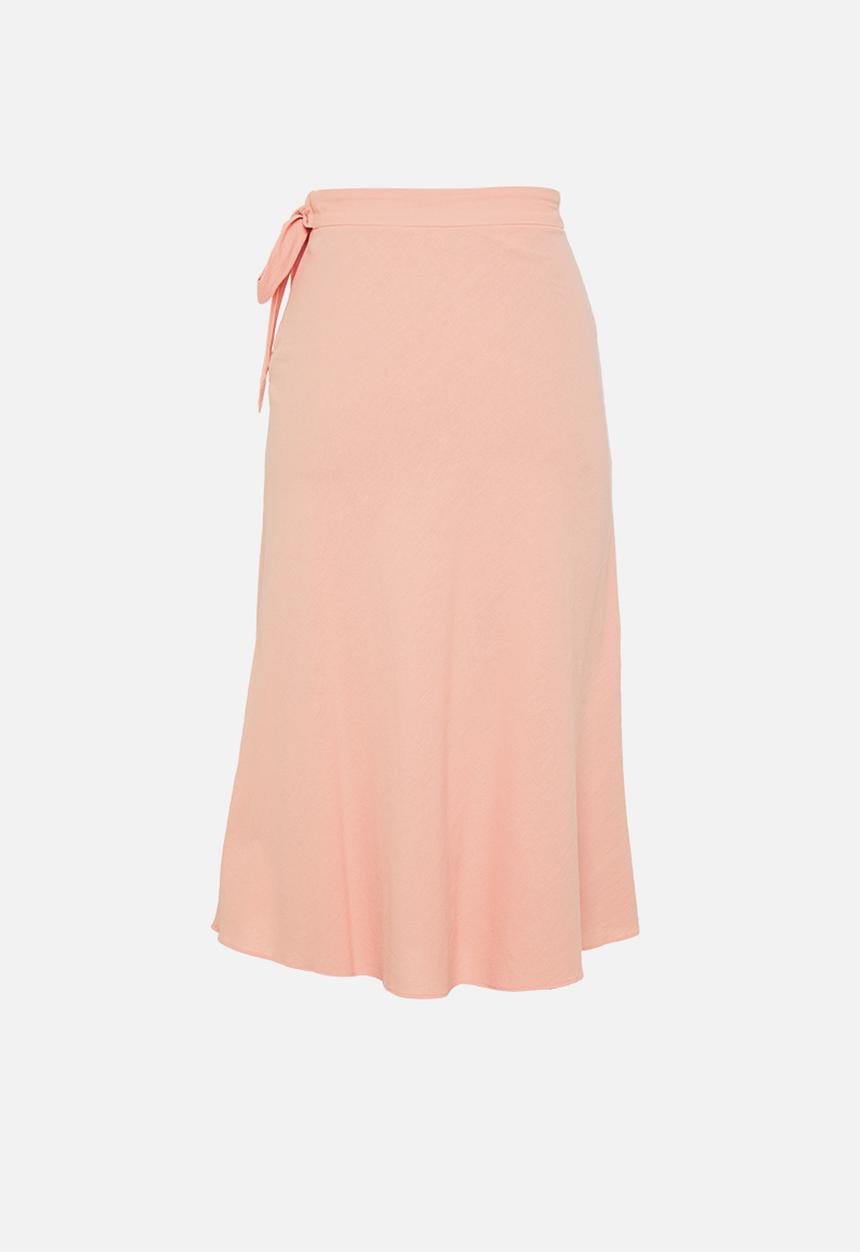 Glamorous - Petite wrap midi skirt with button detail - coral