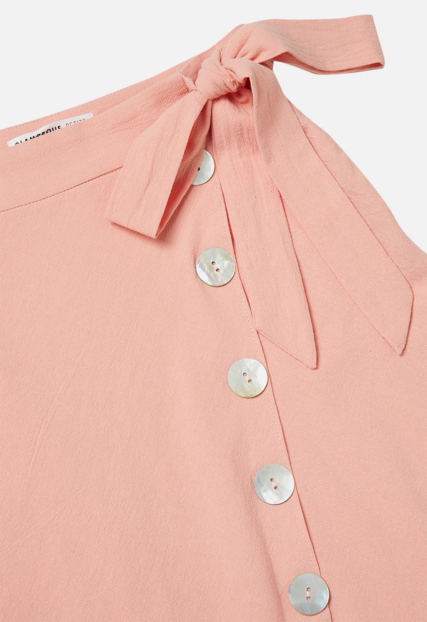 Glamorous - Petite wrap midi skirt with button detail - coral