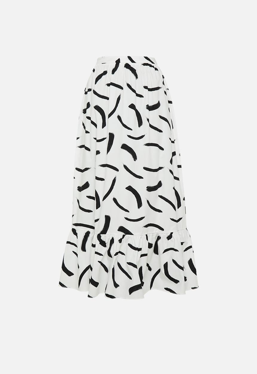 Glamorous - Petite mono brush strokes maxi skirt - black & white