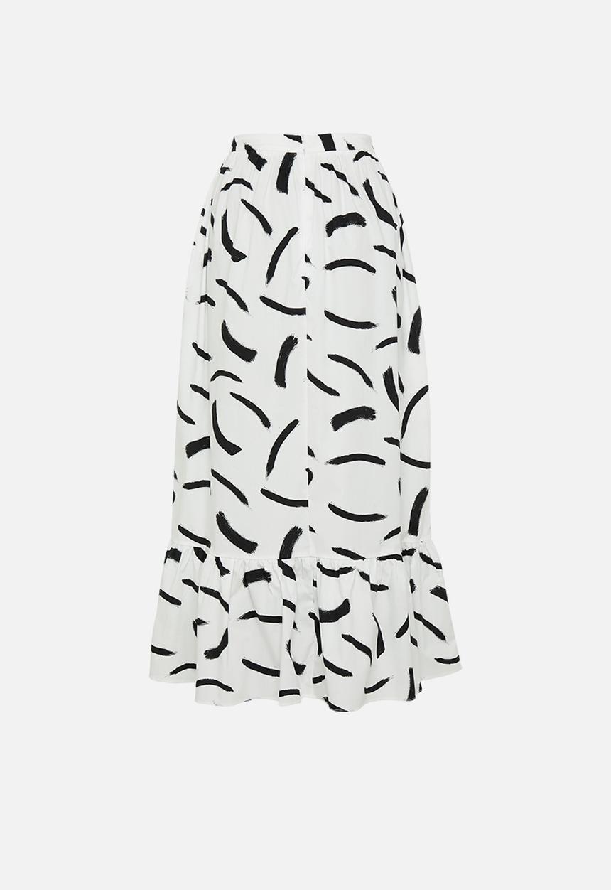 Glamorous - Petite mono brush strokes maxi skirt - black & white