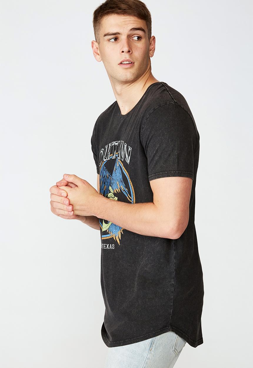 Factorie - Outlaw curved graphic T-shirt - washed black