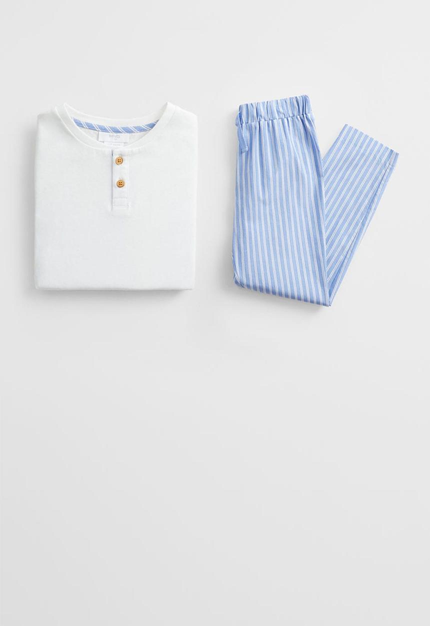 MANGO - Pyjama pack matias - white & blue 