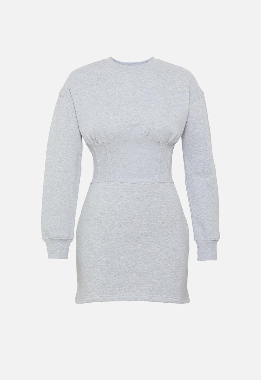 Missguided - Petite oversized corset sweater dress - grey