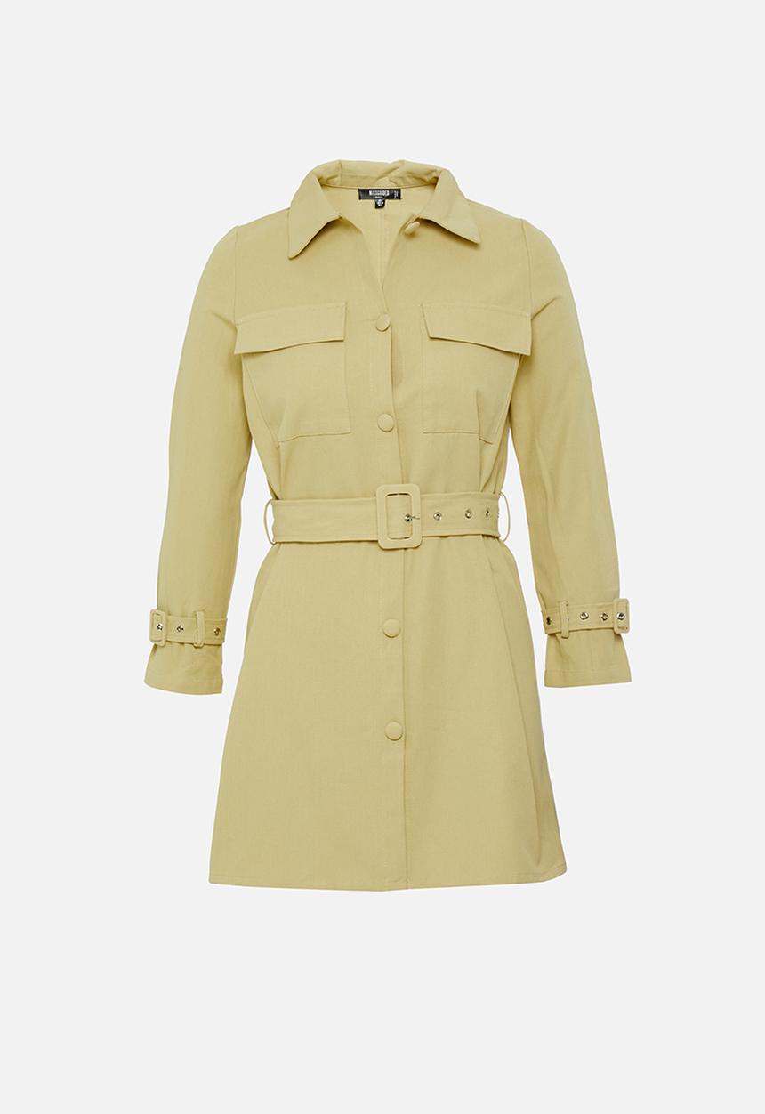 Missguided - Petite smart utility denim dress - green