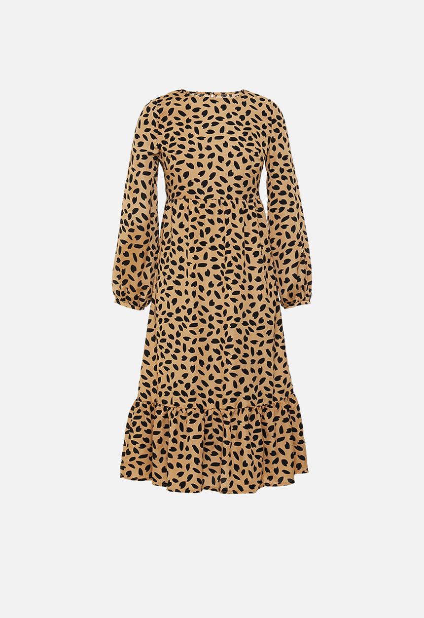 Missguided - Petite ruffle hem midi smock Dalmatian - stone