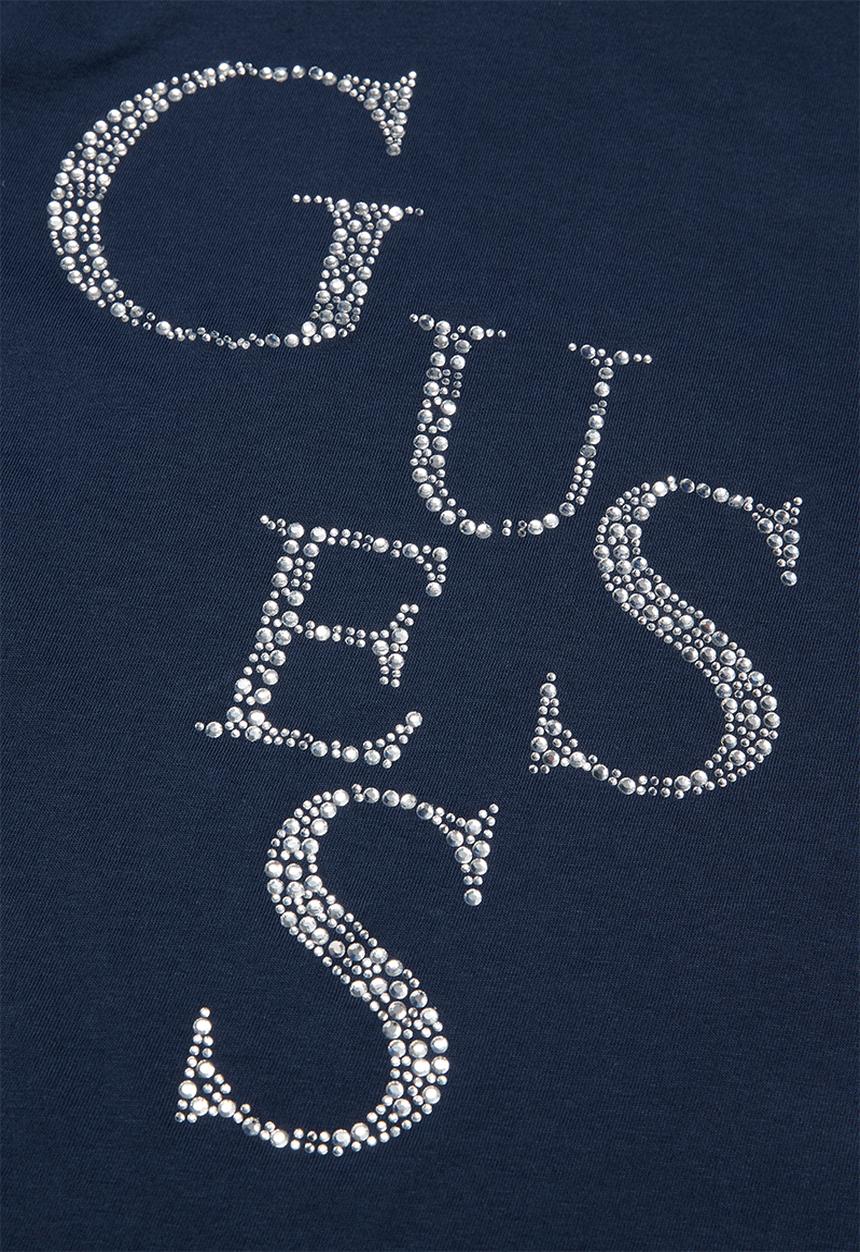 GUESS - Long sleeve Guess diamante tee - deck blue