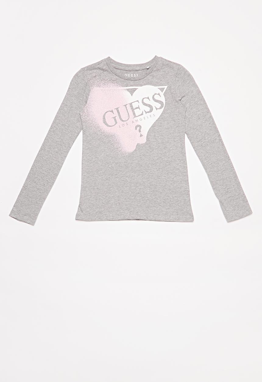 GUESS - Girls long sleeve Guess tri tee - grey