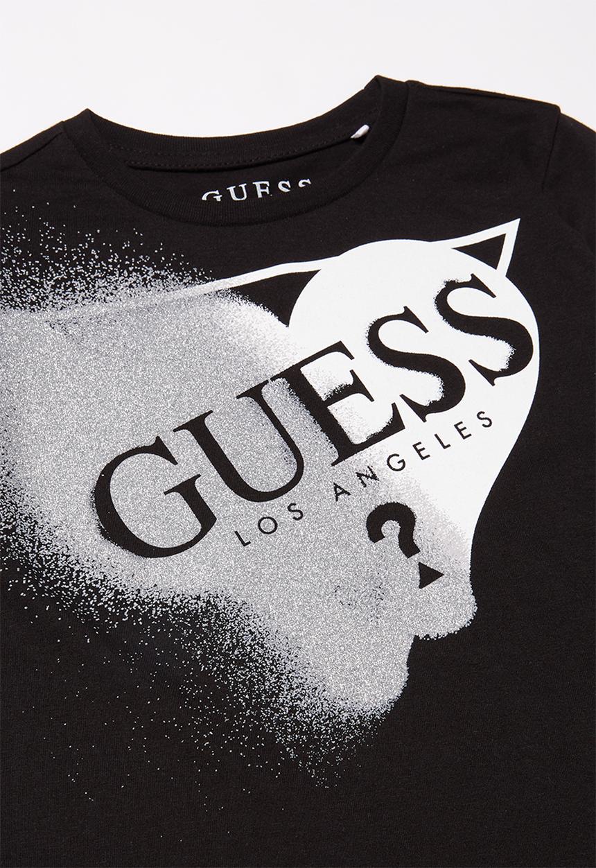 GUESS - Long sleeve heart Guess tri tee - black