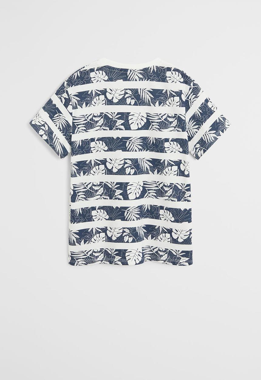 MANGO - T-shirt adan - white & blue 
