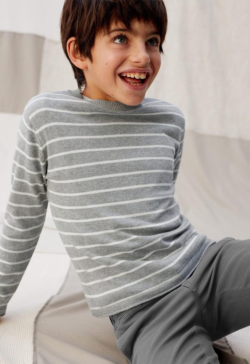 MANGO - Sweater lucas  - grey & white 
