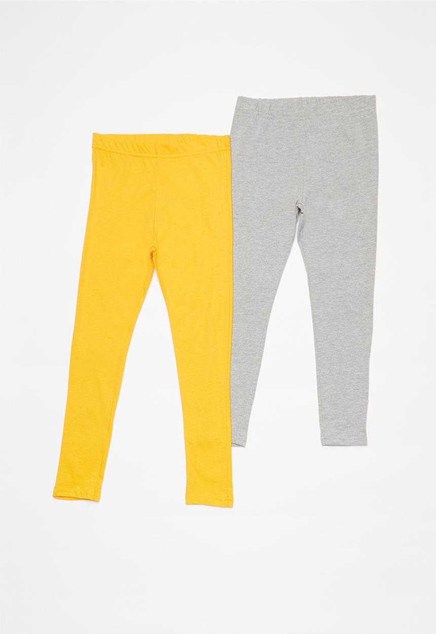 Pop Candy - 2 Pack leggings - grey & yellow