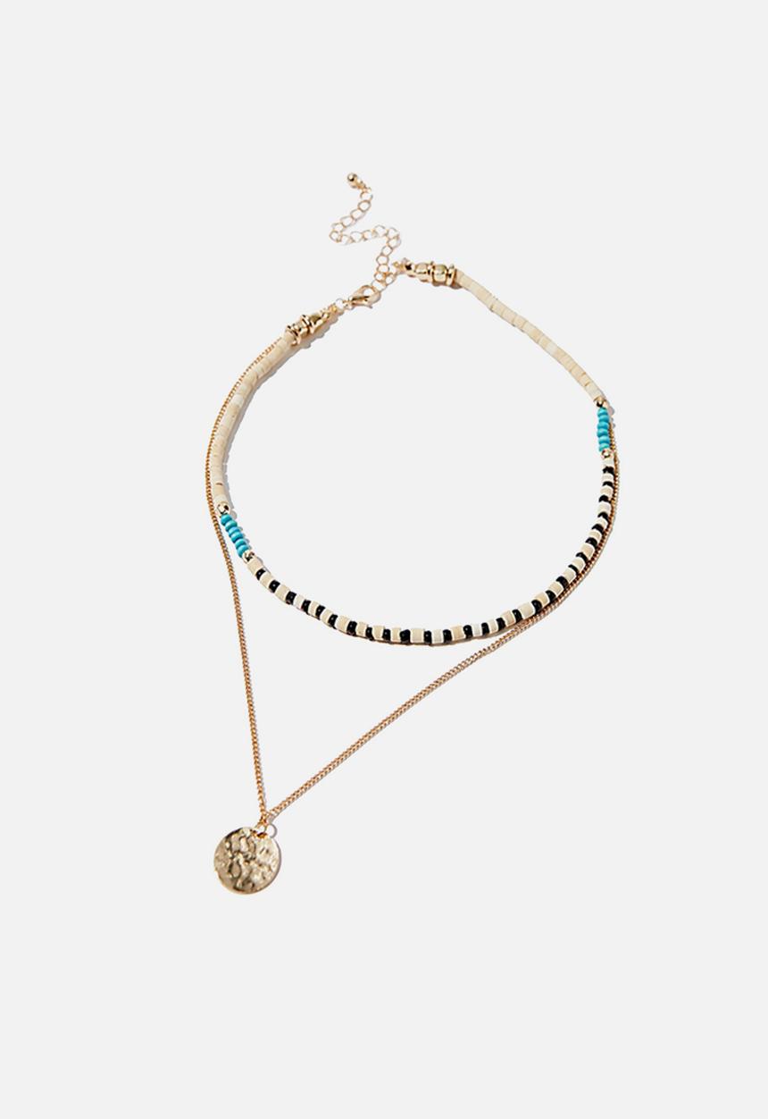 Rubi - Surfer girl layer necklace  - gold & natural 