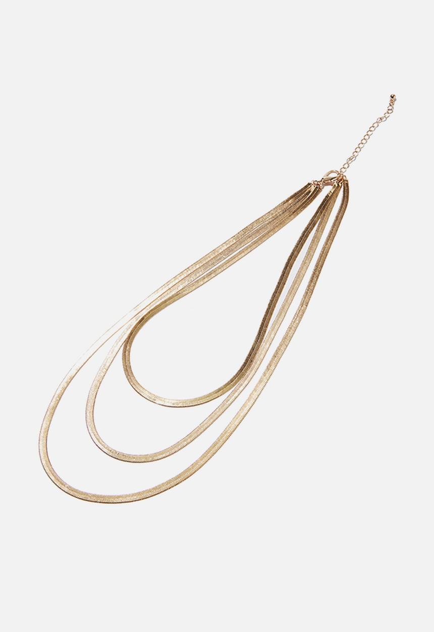 Rubi - Treasures herringbone multi layer necklace  - gold