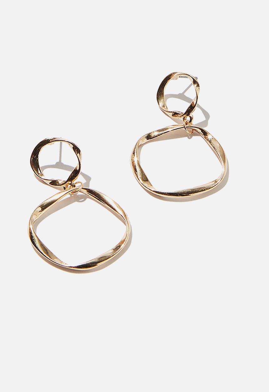 Rubi - Treasures delicate double circle earrings  - gold
