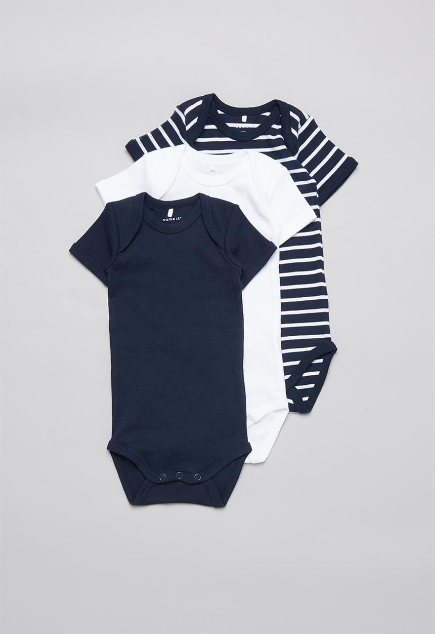 Name It - 3 Pack short sleeve bodysuit - navy & white