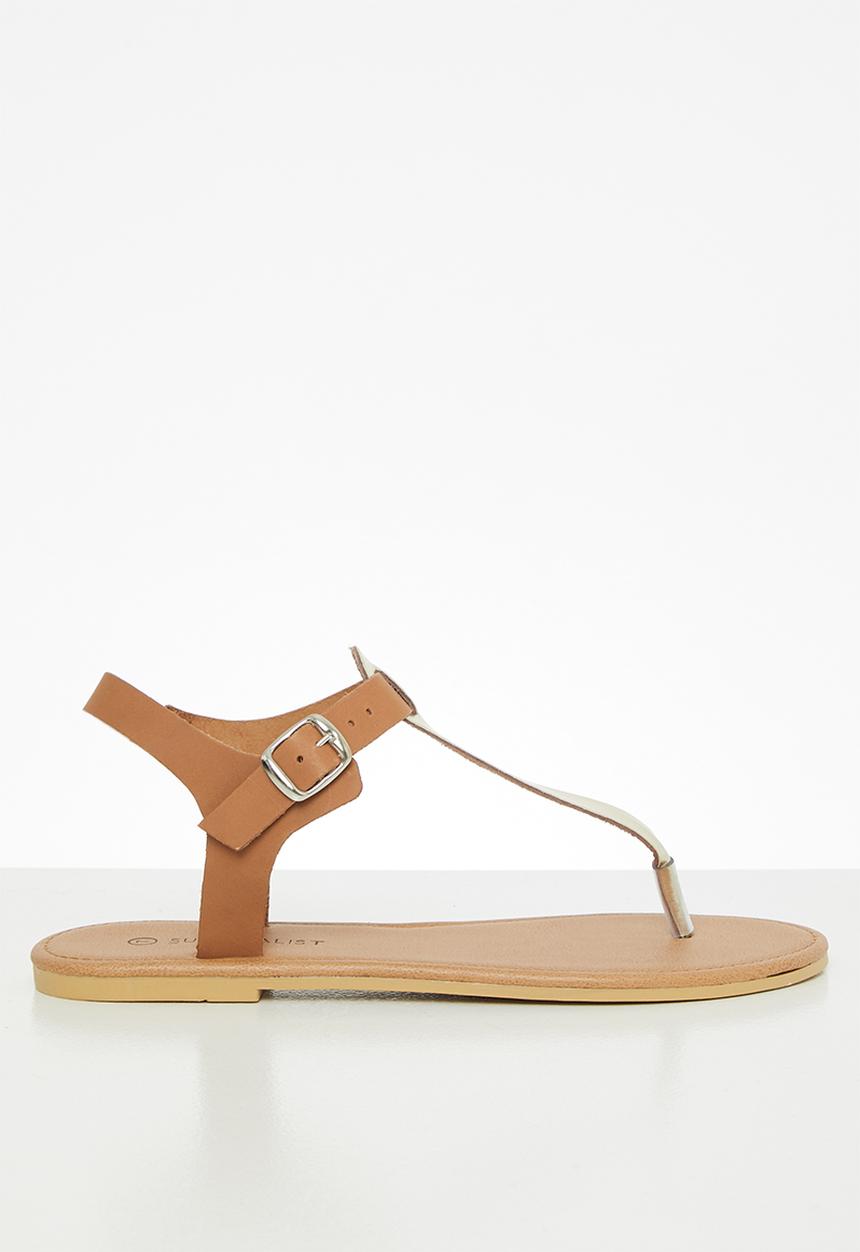 Superbalist - Zizi leather t-bar sandal - gold & tan 