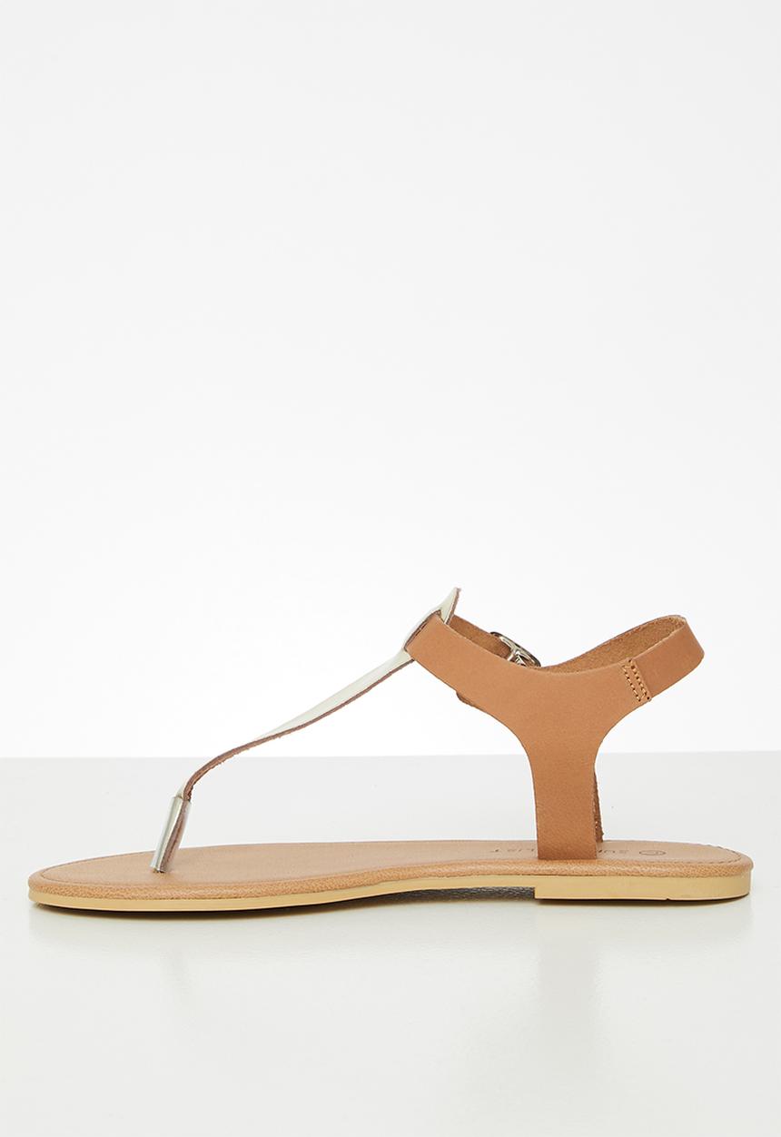 Superbalist - Zizi leather t-bar sandal - gold & tan 