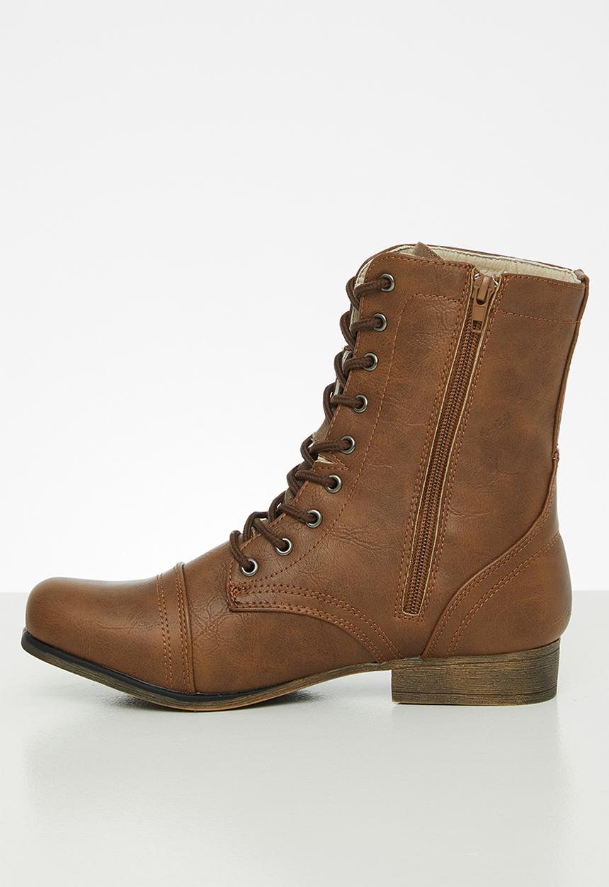 STYLE REPUBLIC - Lola lace-up boot - tan