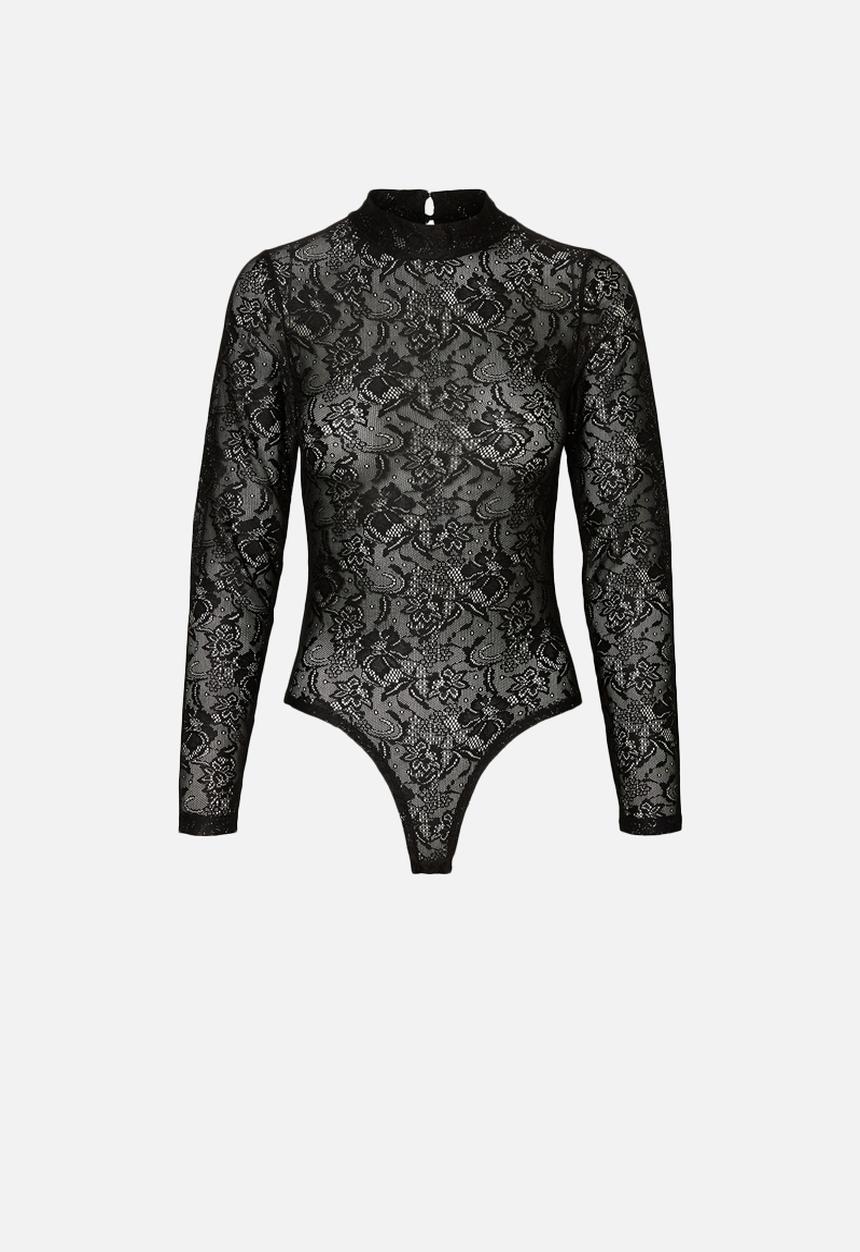Vero Moda - Elanor long sleeve lace bodysuit - black