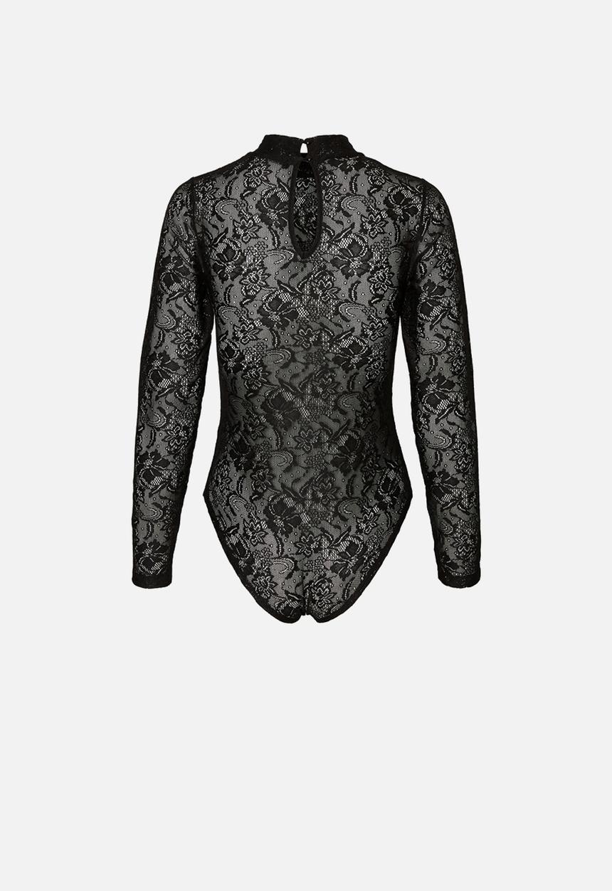 Vero Moda - Elanor long sleeve lace bodysuit - black