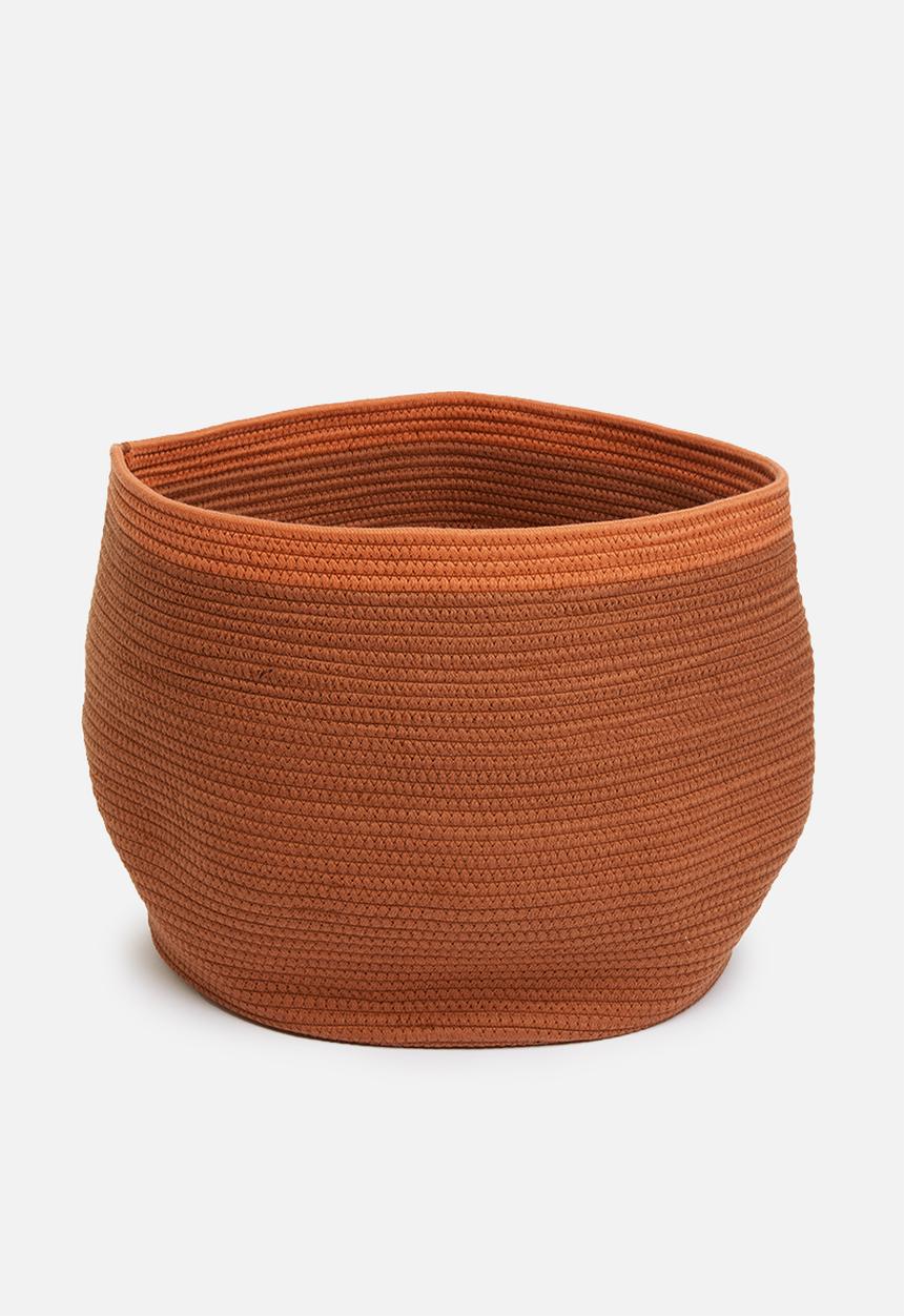 Sixth Floor - Rust cotton rope belly basket - rust