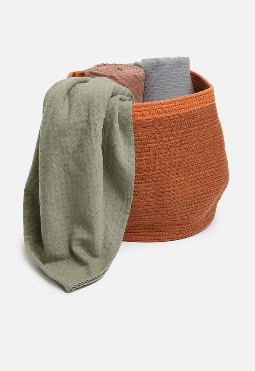 Sixth Floor - Rust cotton rope belly basket - rust