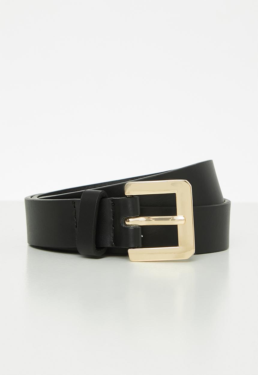 Rubi - Square buckle belt - black & gold