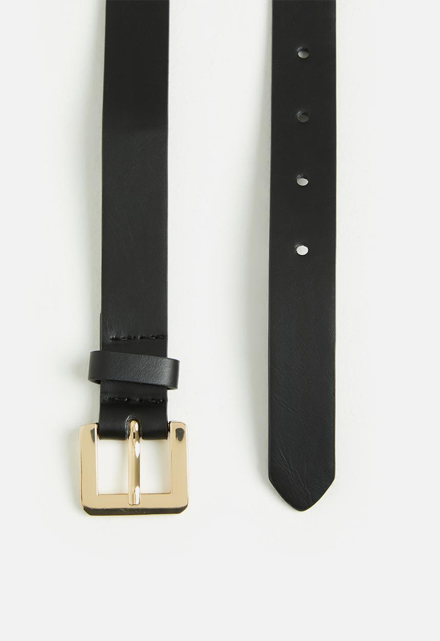Rubi - Square buckle belt - black & gold