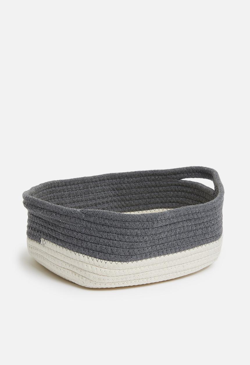 Sixth Floor - 2-tone braided basket small - charcoal & white