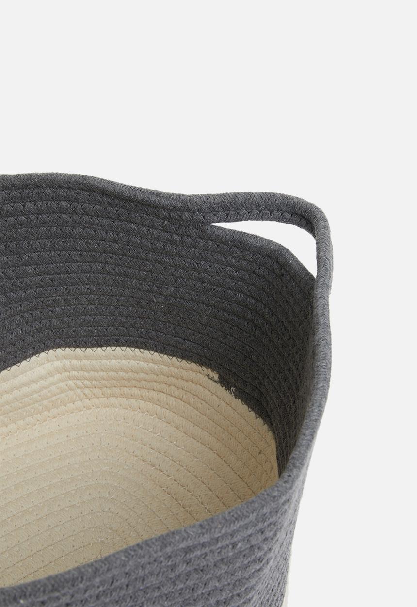Sixth Floor - 2-tone braided basket large - charcoal & white