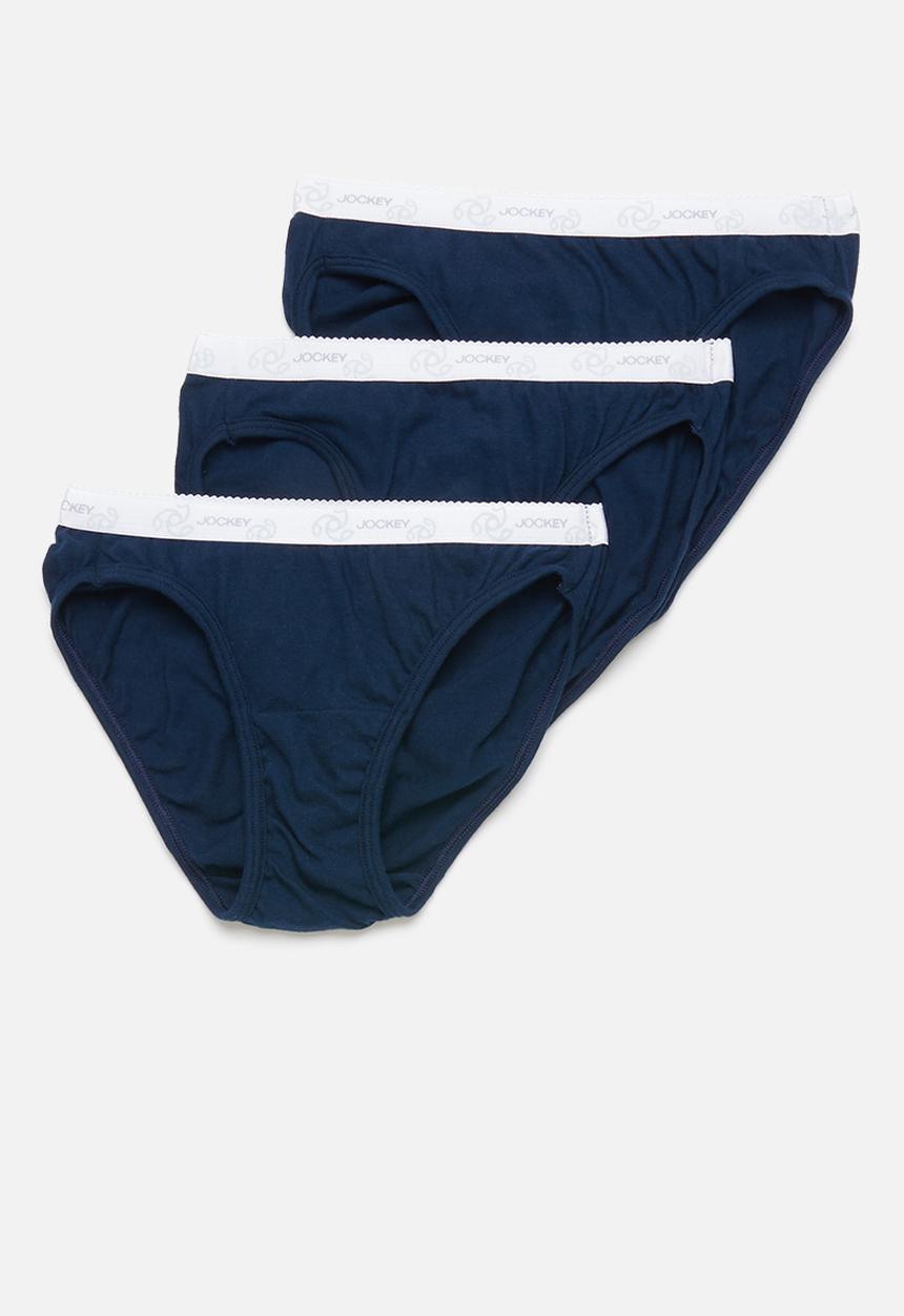 Jockey - 3 Pack plain bikini briefs - navy