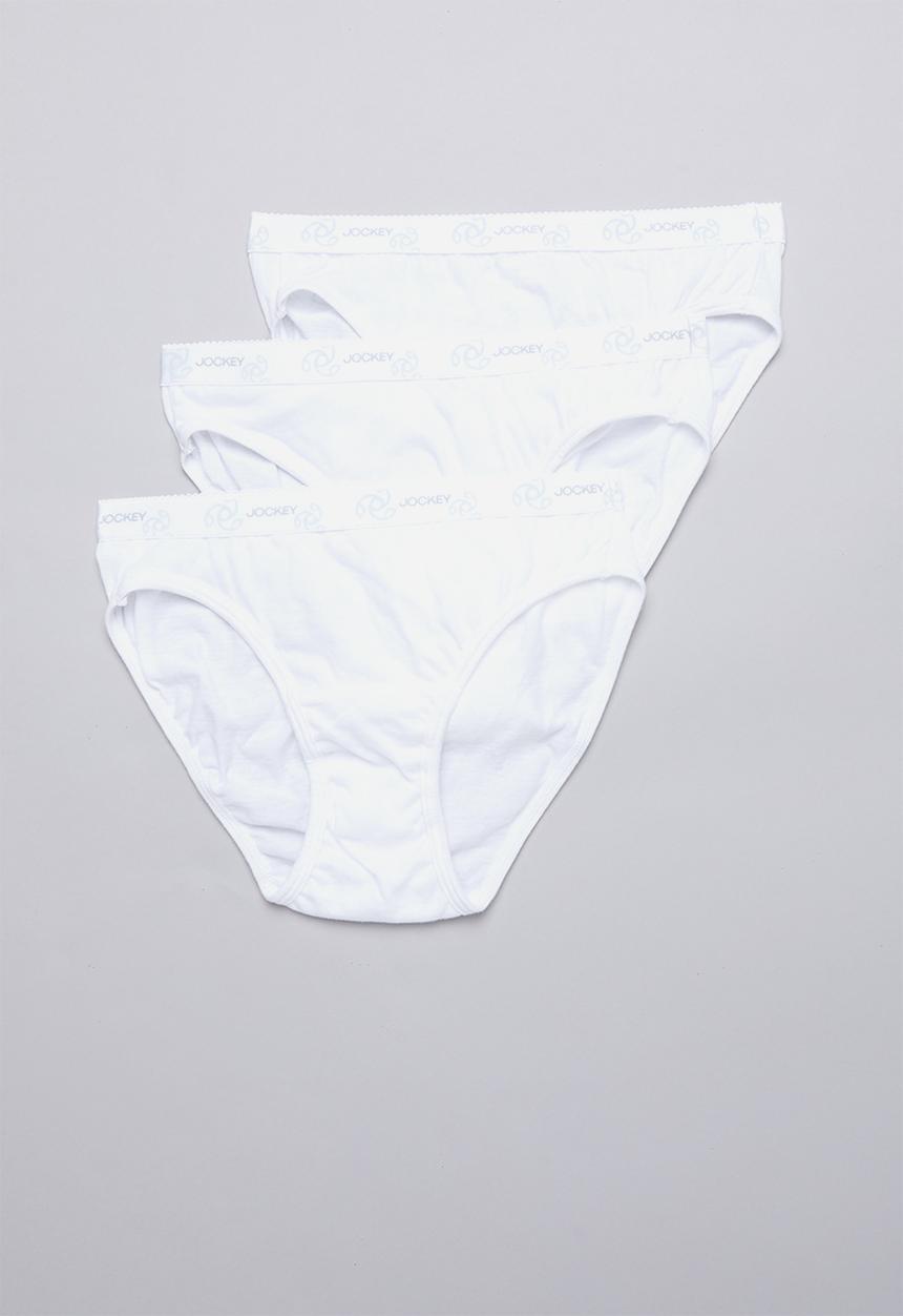 Jockey - 3 Pack plain bikini briefs - white