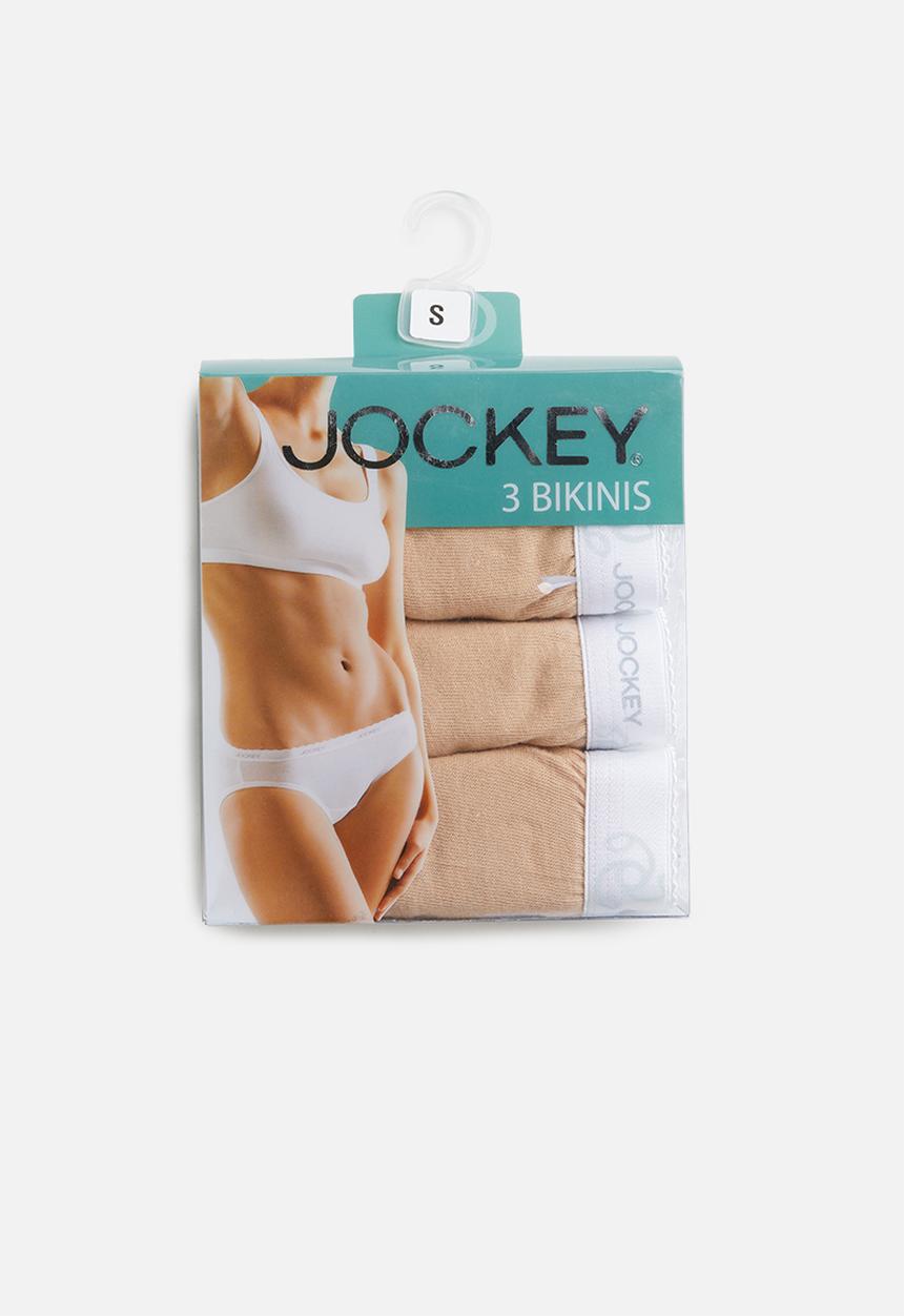 Jockey - 3 Pack plain bikini briefs - powder beige
